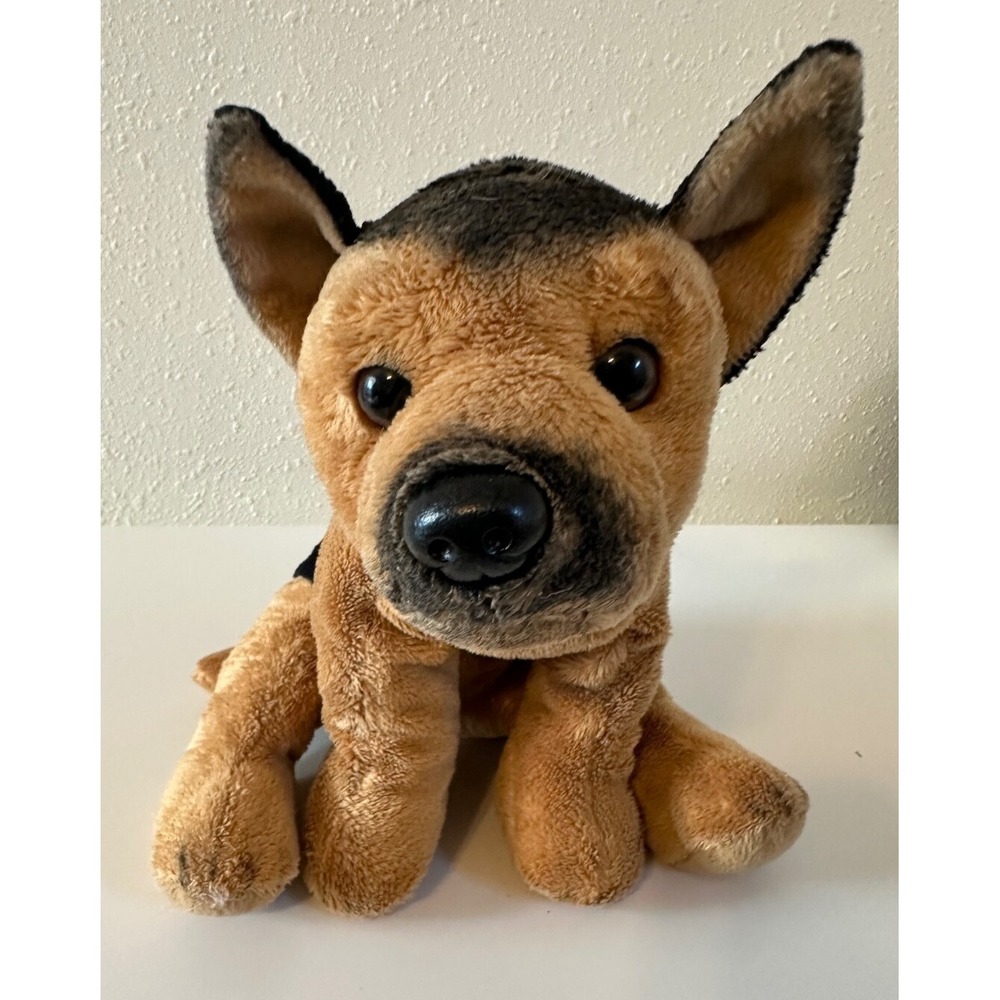 FAO Schwarz Dog German Shepard Brown Black Plush Stuffed Animal 9 in